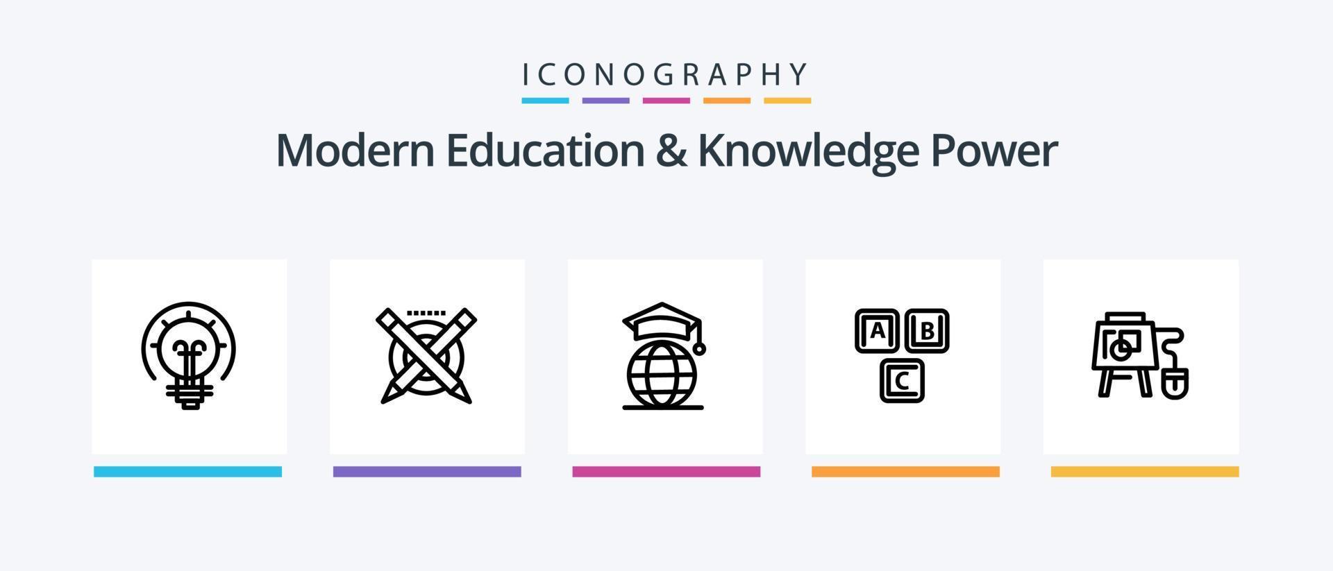 modern onderwijs en kennis macht lijn 5 icoon pak inclusief bank. prijs. bureau. graden. certificaat. creatief pictogrammen ontwerp vector