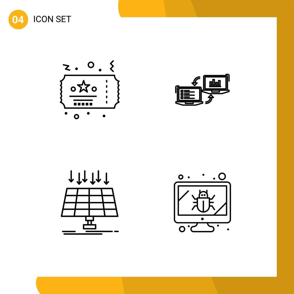 gebruiker koppel pak van 4 eenvoudig gevulde lijn vlak kleuren van ticket informatie partij concurrenten paneel bewerkbare vector ontwerp elementen