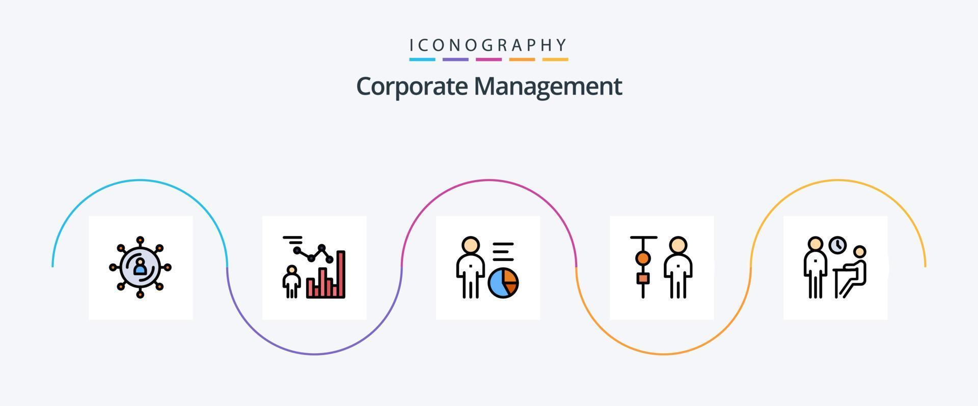 zakelijke beheer lijn gevulde vlak 5 icoon pak inclusief ontmoeting. interview. beheer. mensen. zakelijke toediening vector