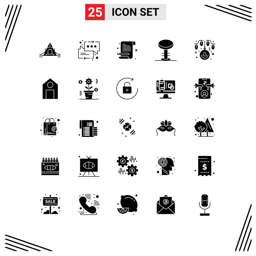 reeks van 25 modern ui pictogrammen symbolen tekens voor decoratie lamp notitieboekje stoel meubilair bewerkbare vector ontwerp elementen