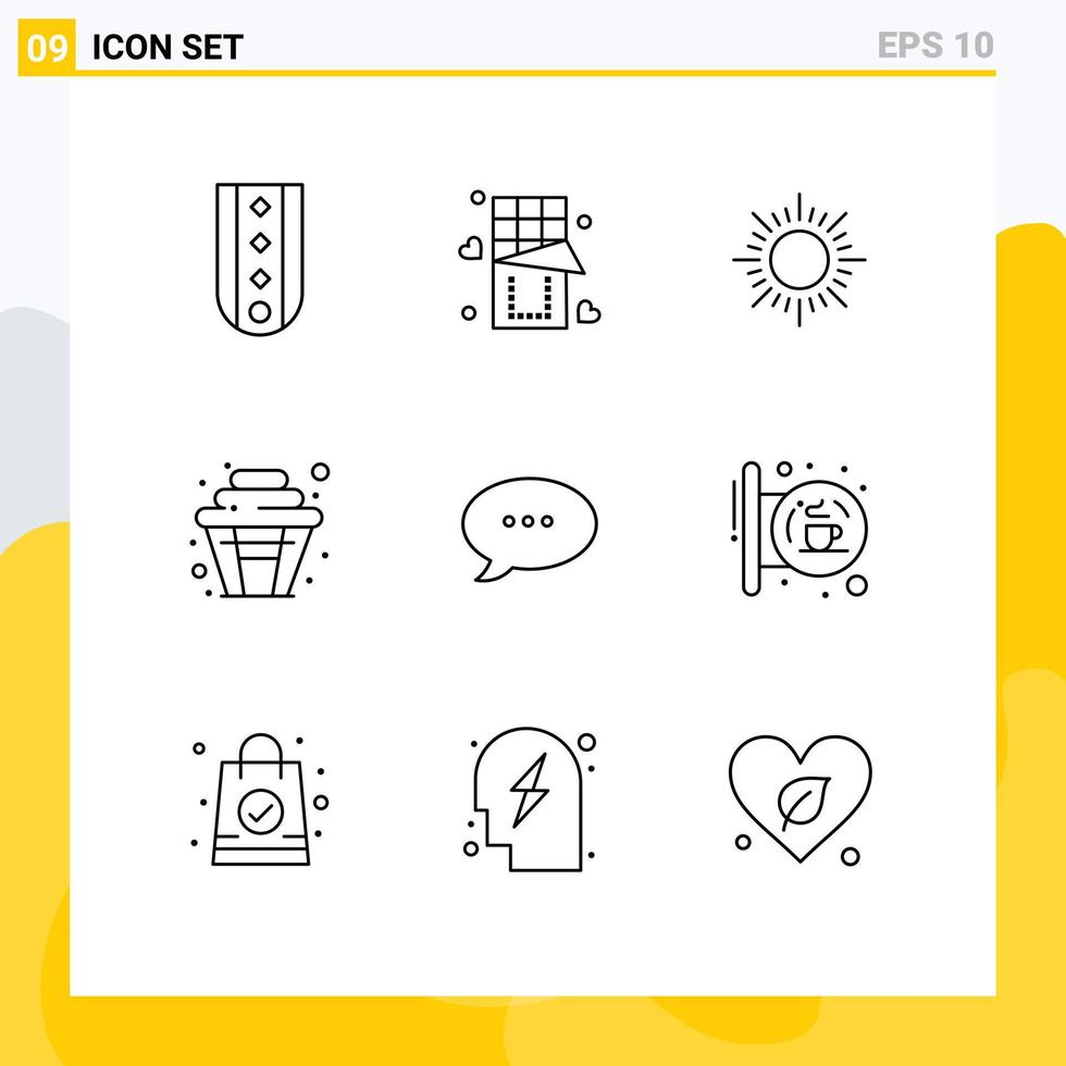 reeks van 9 modern ui pictogrammen symbolen tekens voor babbelen partij zoet zoet taart bewerkbare vector ontwerp elementen