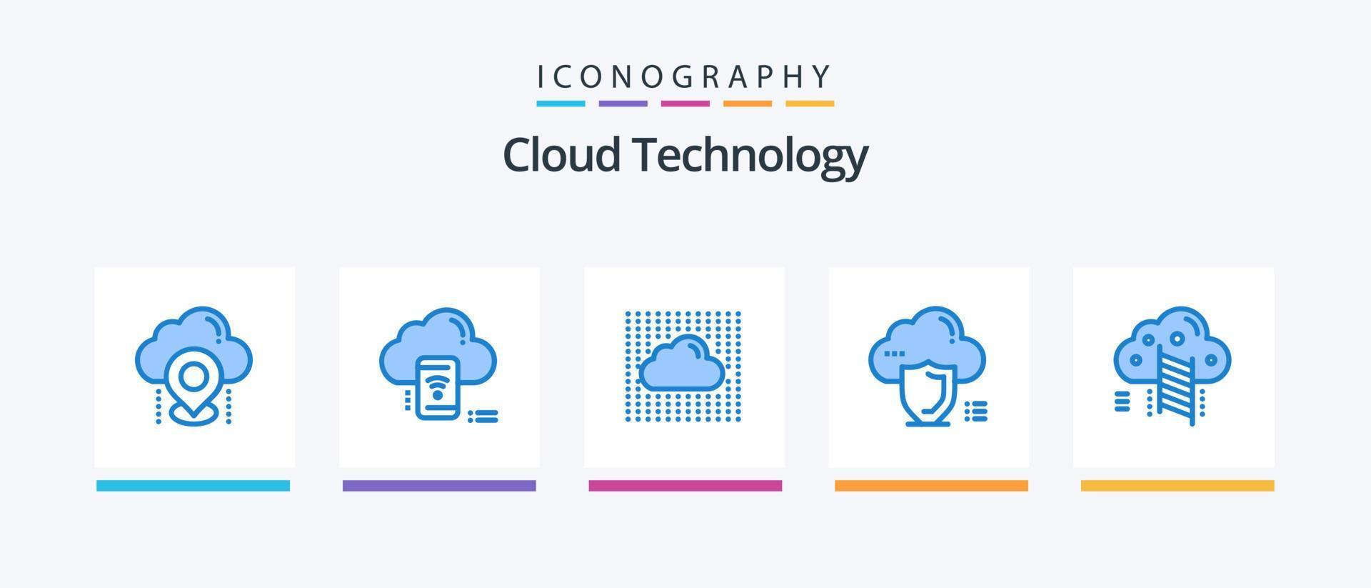 wolk technologie blauw 5 icoon pak inclusief schild. wolk. gegevens. lagen. lucht. creatief pictogrammen ontwerp vector