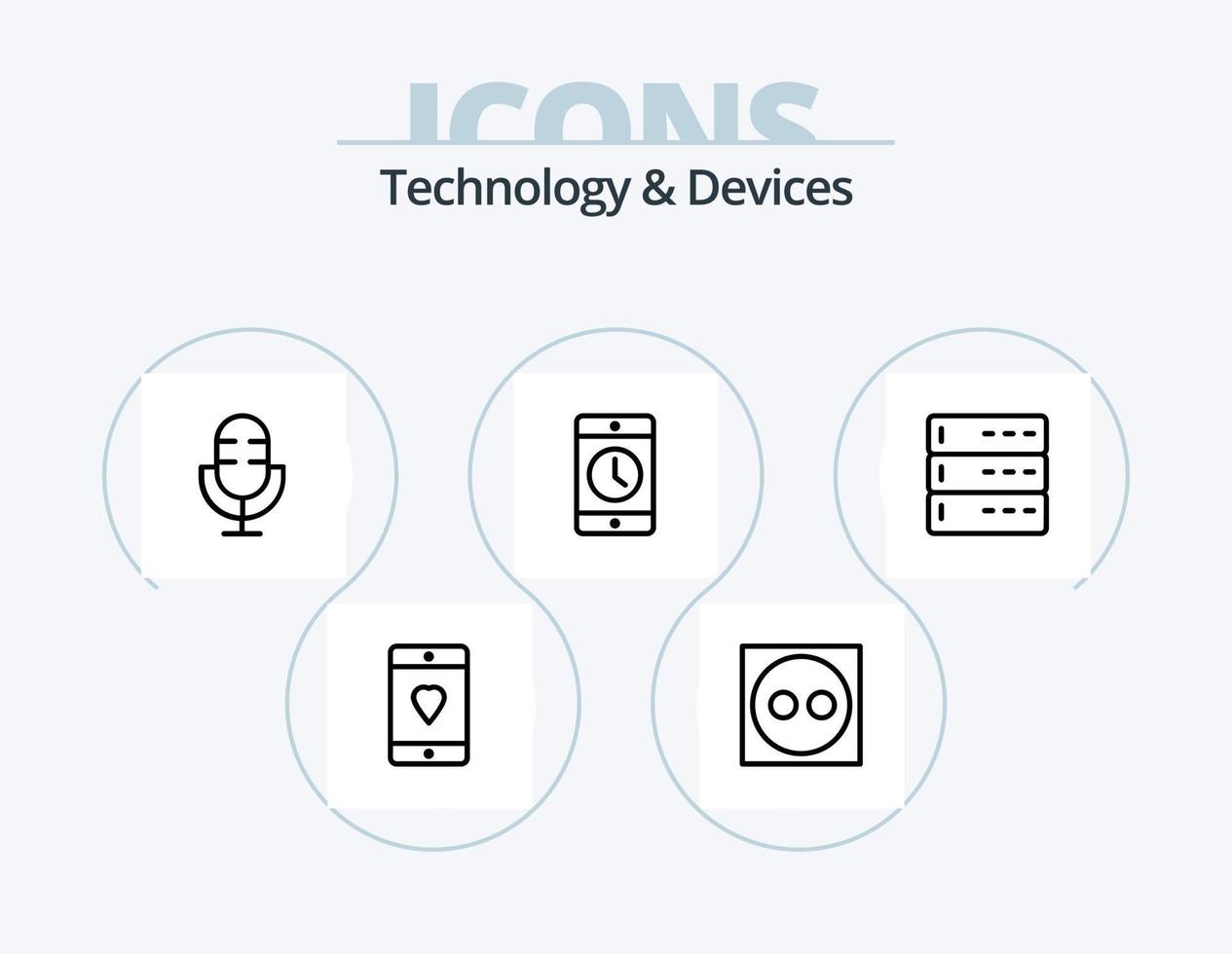 apparaten lijn icoon pak 5 icoon ontwerp. technologie. ipod. Bluetooth. elektronica. sharing vector