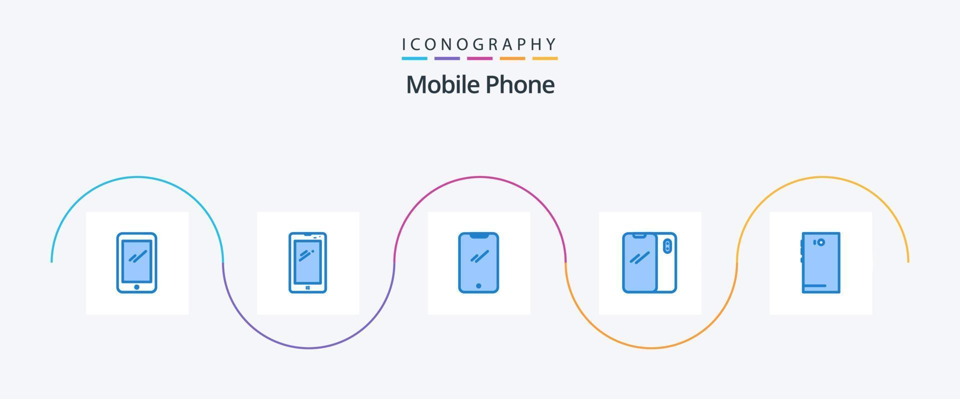 mobiel telefoon blauw 5 icoon pak inclusief . camera. vector