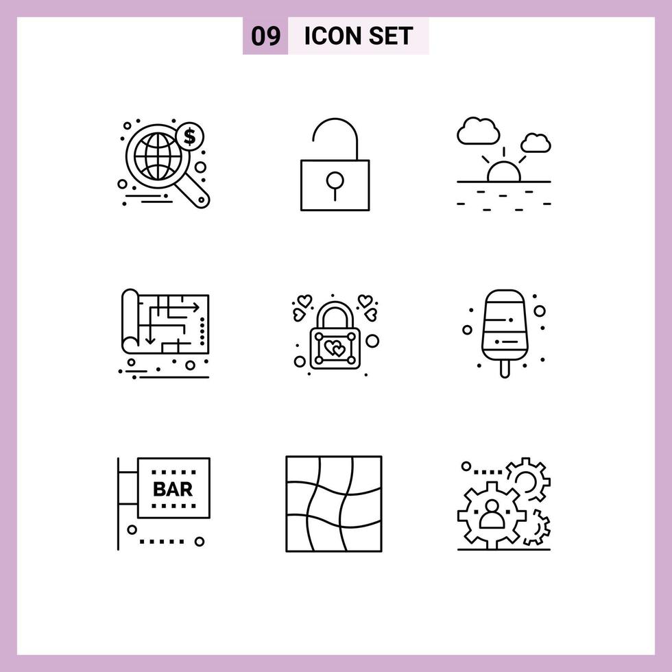 9 gebruiker koppel schets pak van modern tekens en symbolen van liefde hart warm plan huis bewerkbare vector ontwerp elementen