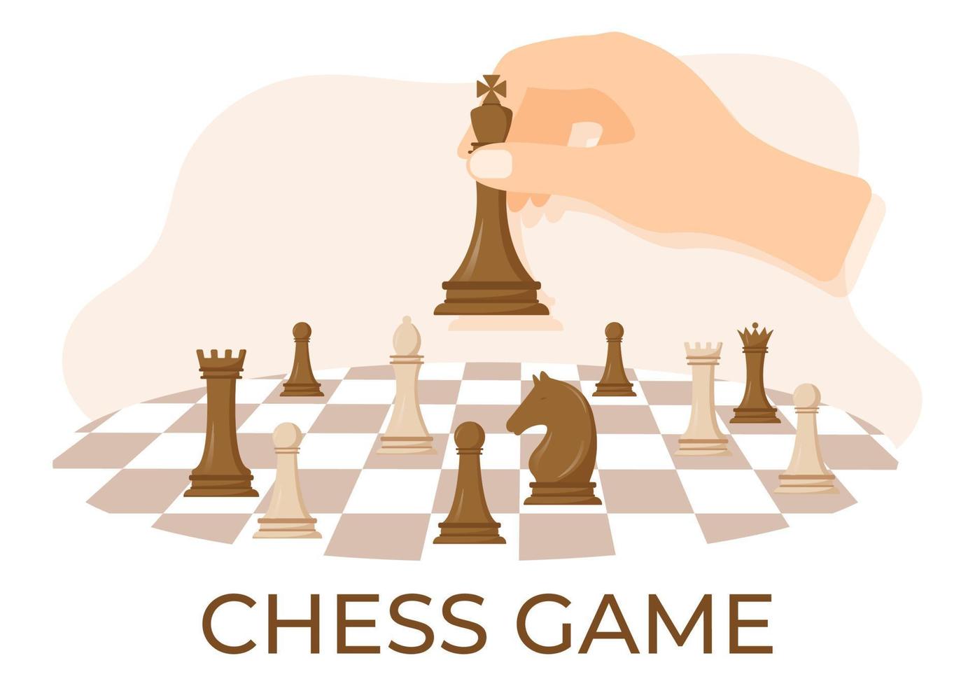 geruit schaak bord illustratie met zwart en wit stukken voor hobby of toernooi voor web banier in tekenfilm hand- getrokken Sjablonen illustratie vector