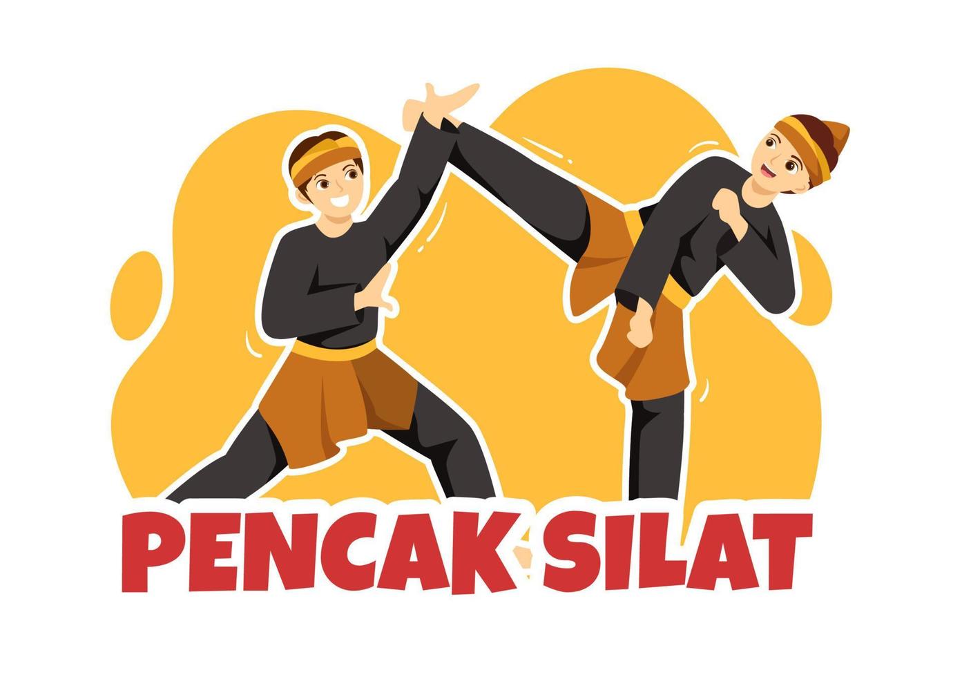 pencak silat sport illustratie met mensen houding krijgshaftig artiest van Indonesië voor web banier of landen bladzijde in vlak tekenfilm hand- getrokken Sjablonen vector