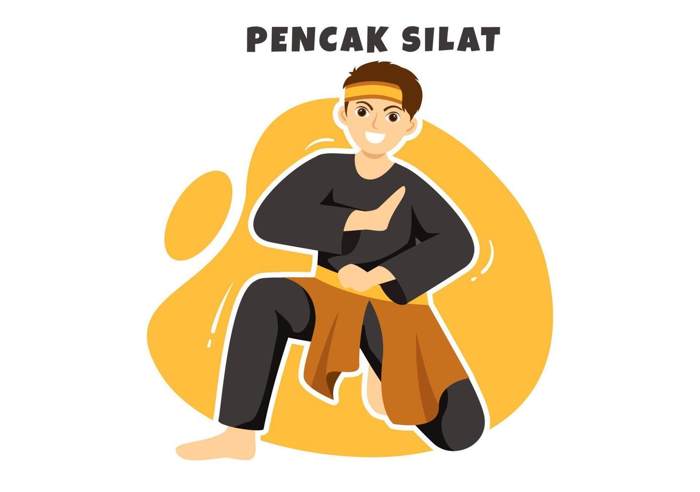 pencak silat sport illustratie met mensen houding krijgshaftig artiest van Indonesië voor web banier of landen bladzijde in vlak tekenfilm hand- getrokken Sjablonen vector