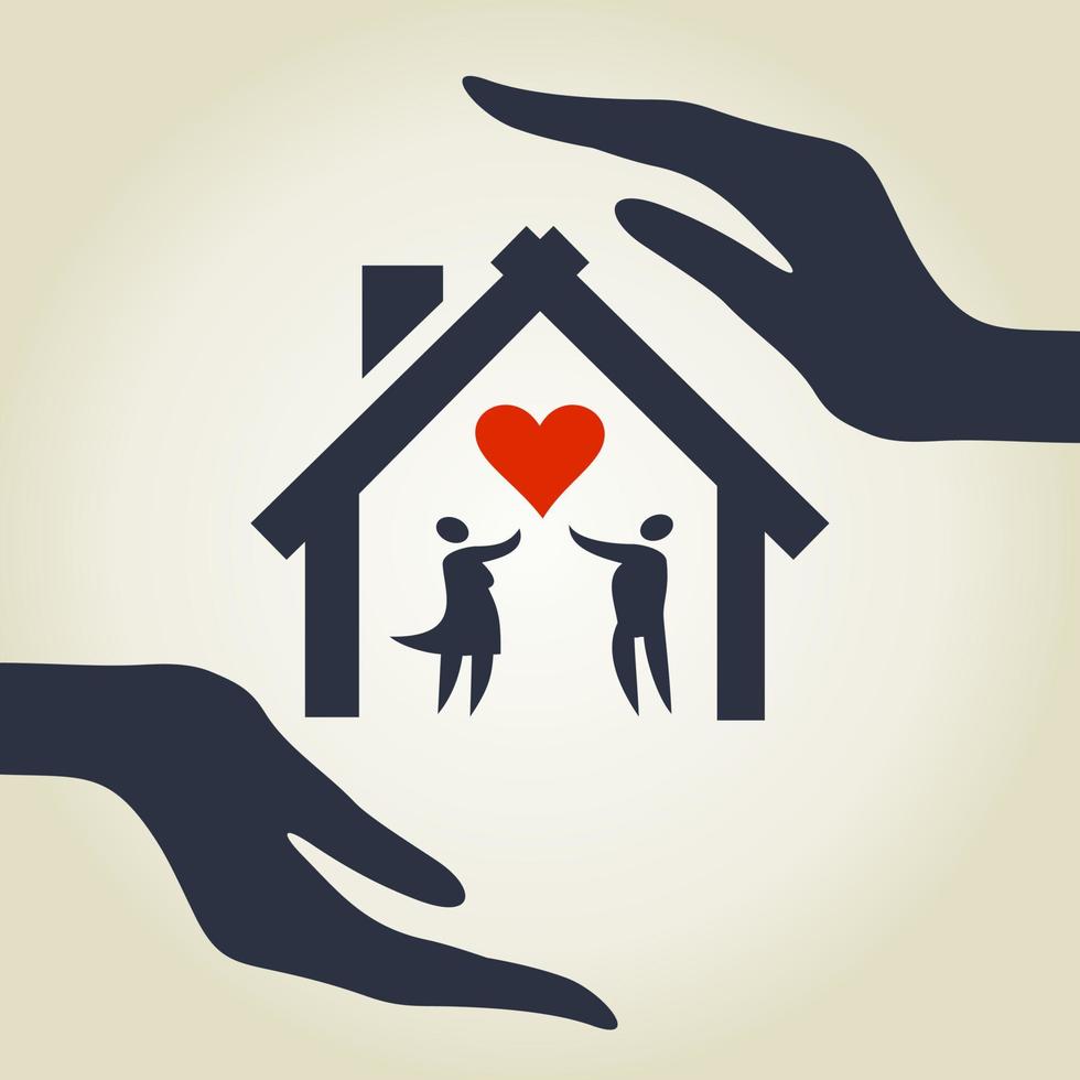 de huis voor liefde in handen. een vector illustratie