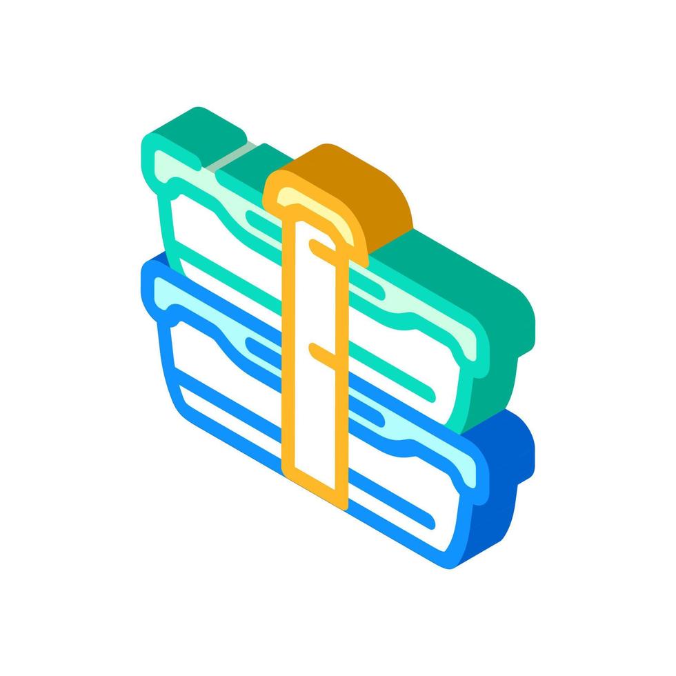 dubbele lunchbox isometrische icoon vector illustratie kleur