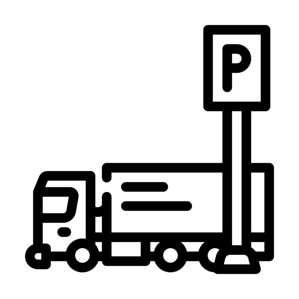 vrachtauto parkeren lijn icoon vector illustratie