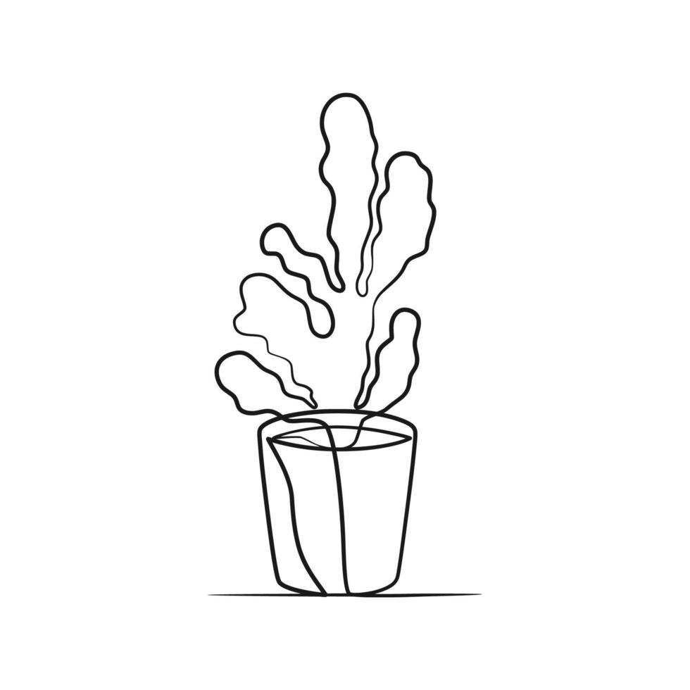 cactus doorlopend een lijn kunst tekening vector