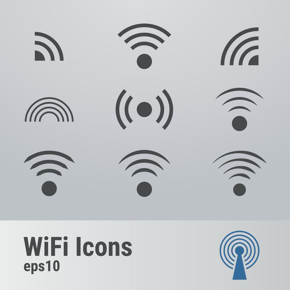 reeks van geïsoleerd pictogrammen Aan een thema Wifi logo vector