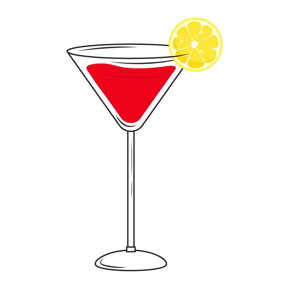 cocktail in een glas Aan een wit achtergrond vector illustratie