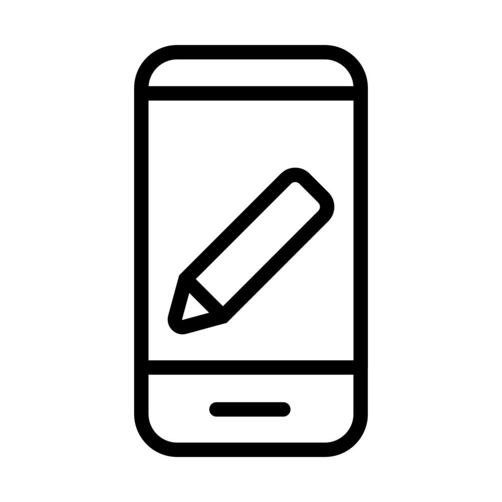 Bewerk smartphone icoon lijn geïsoleerd Aan wit achtergrond. zwart vlak dun icoon Aan modern schets stijl. lineair symbool en bewerkbare hartinfarct. gemakkelijk en pixel perfect beroerte vector illustratie.