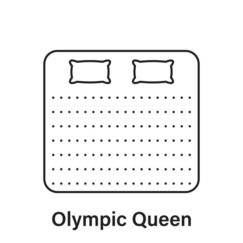 matras olympisch koningin grootte lijn icoon. bed grootte dimensie lineair pictogram. bed lengte meting voor slaapkamer in hotel of huis icoon. matras maat. bewerkbare hartinfarct. geïsoleerd vector illustratie.