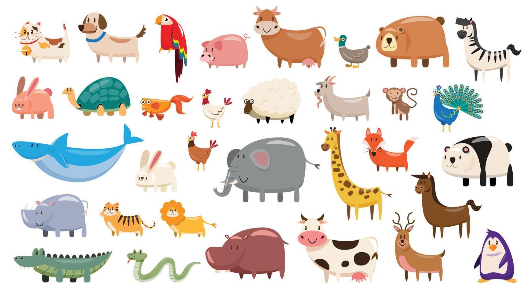 reeks van dieren dieren in het wild karakter vector illustratie