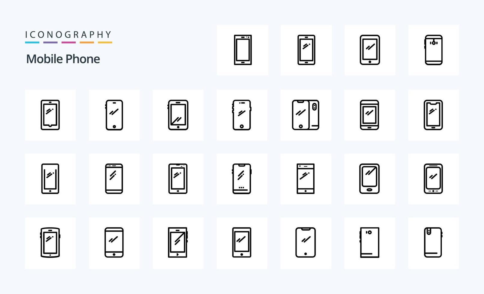 25 mobiel telefoon lijn icoon pak vector