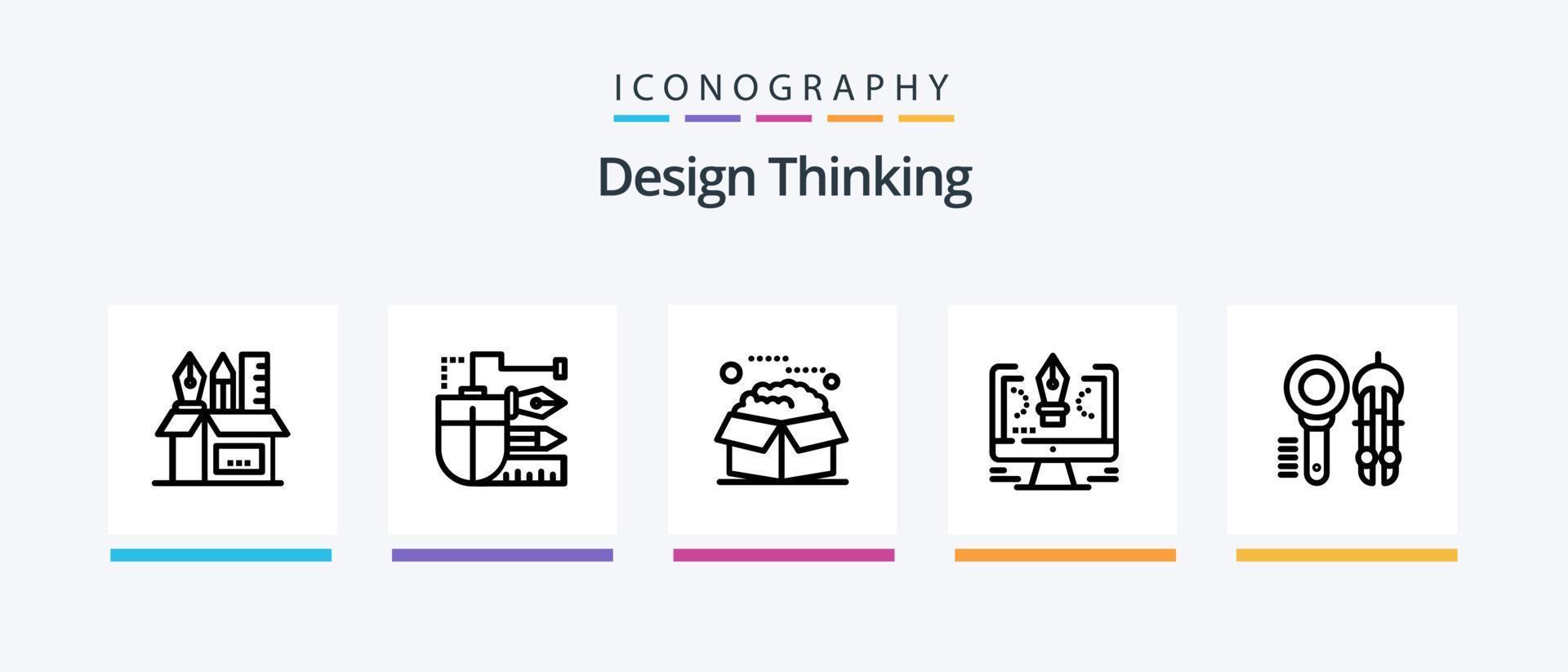 ontwerp denken lijn 5 icoon pak inclusief lamp. doos. bout. fabriek. idee. creatief pictogrammen ontwerp vector