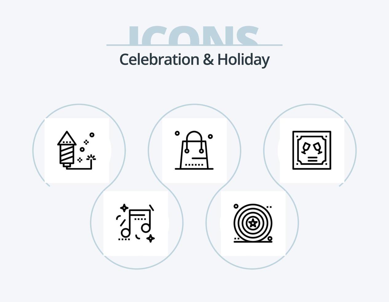 viering en vakantie lijn icoon pak 5 icoon ontwerp. viering. feest. bruiloft. viering. vakantie vector