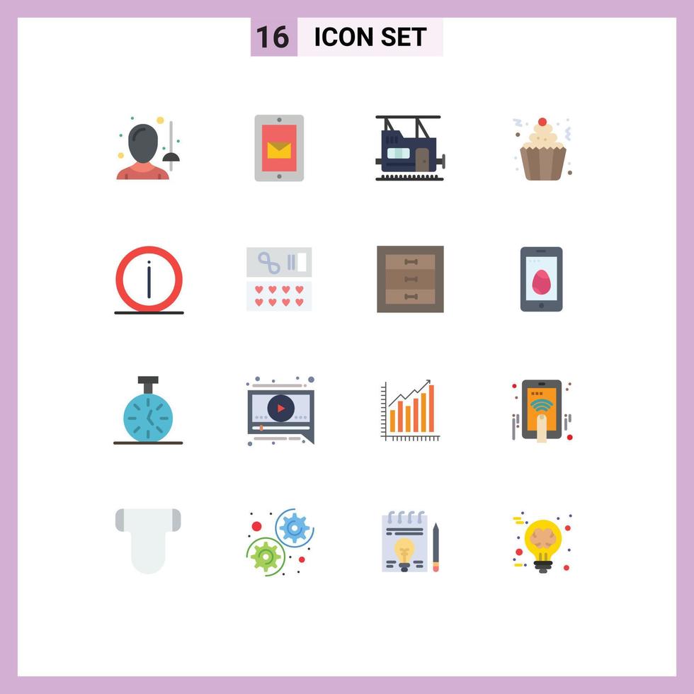reeks van 16 modern ui pictogrammen symbolen tekens voor FAQ partij kogel cupcakes room bewerkbare pak van creatief vector ontwerp elementen