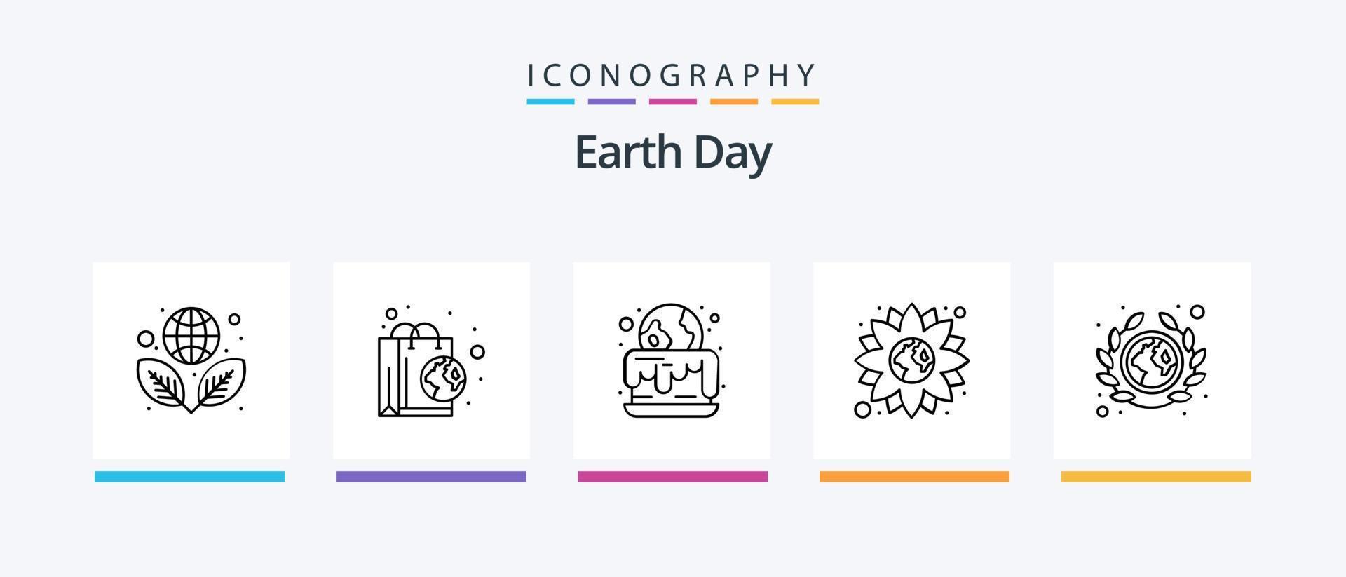 aarde dag lijn 5 icoon pak inclusief natuurlijk. eco. hart. wereld. bloem. creatief pictogrammen ontwerp vector