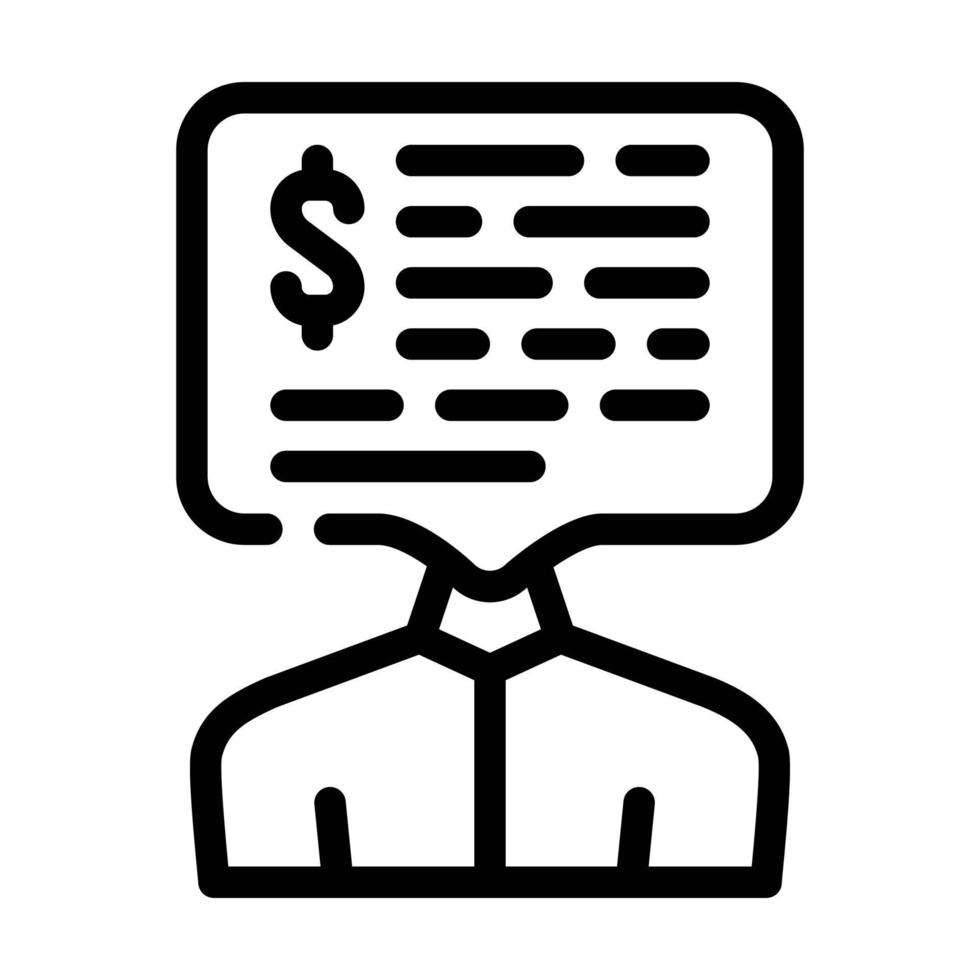salaris geld praat lijn icoon vector illustratie