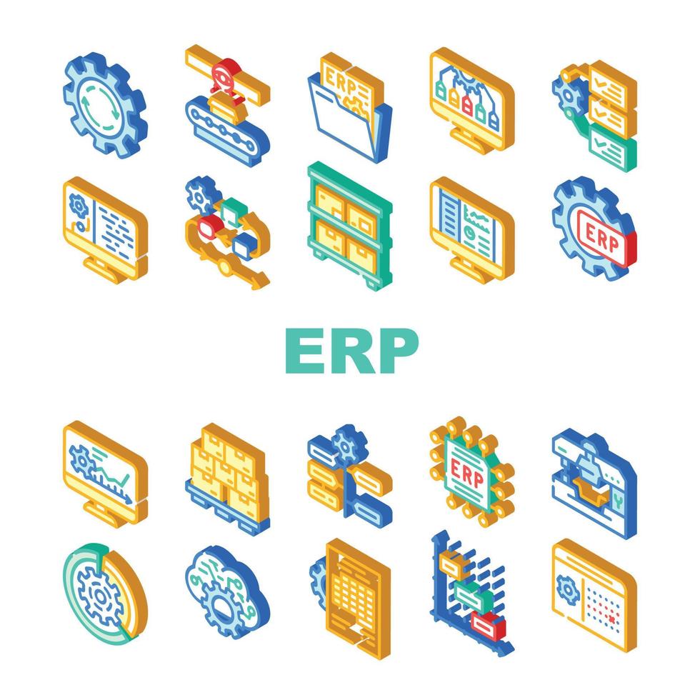 ERP enterprise resource planning pictogrammen instellen vector