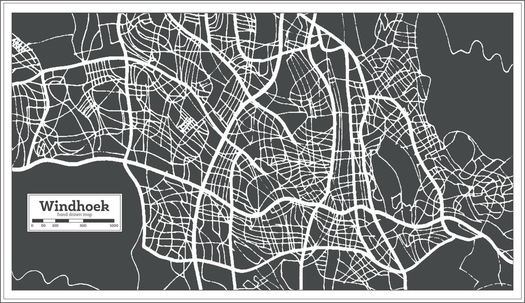 windhoek Namibië stad kaart in retro stijl. schets kaart. vector