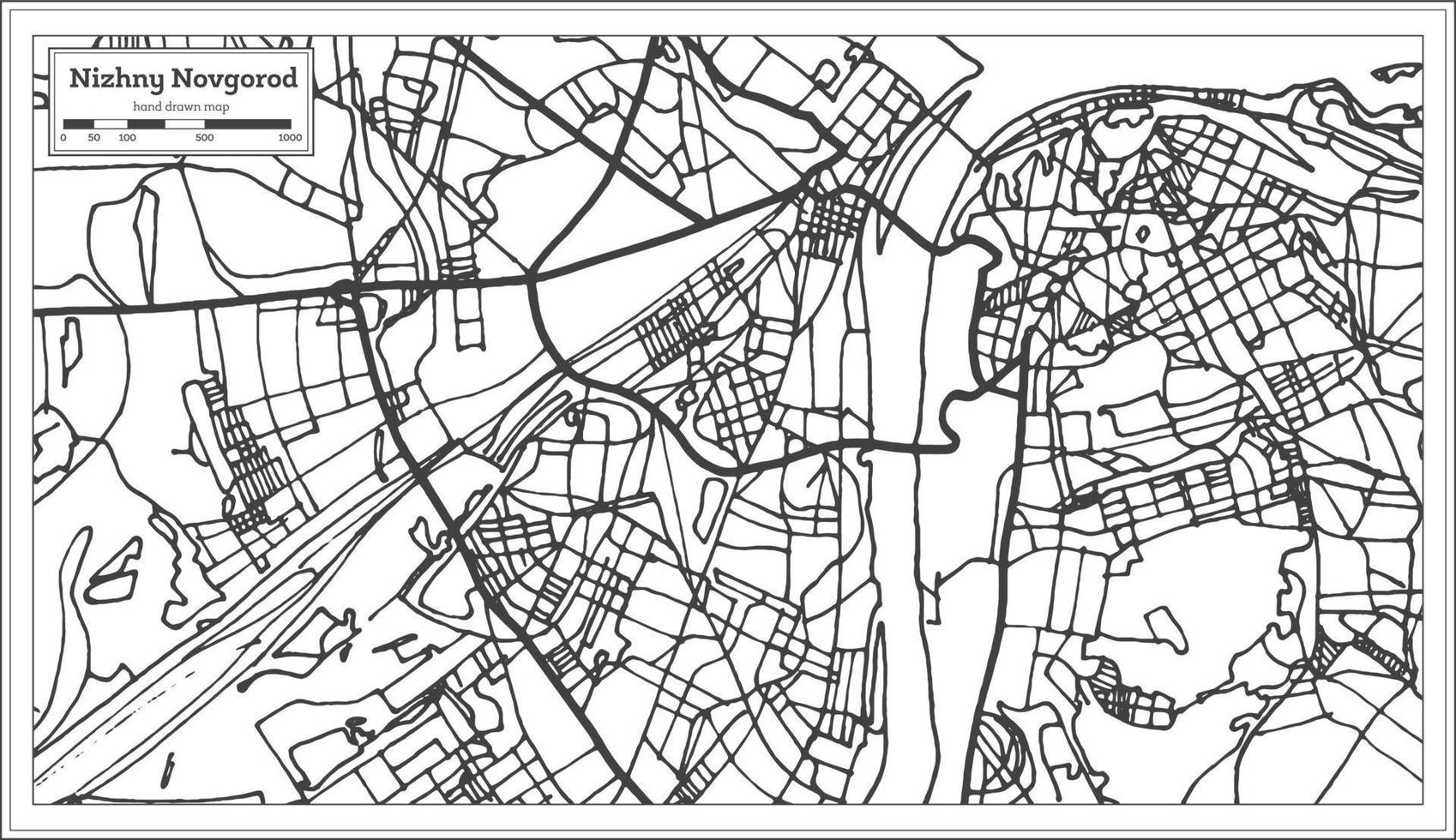 nizjni novgorod Rusland stad kaart in retro stijl. schets kaart. vector