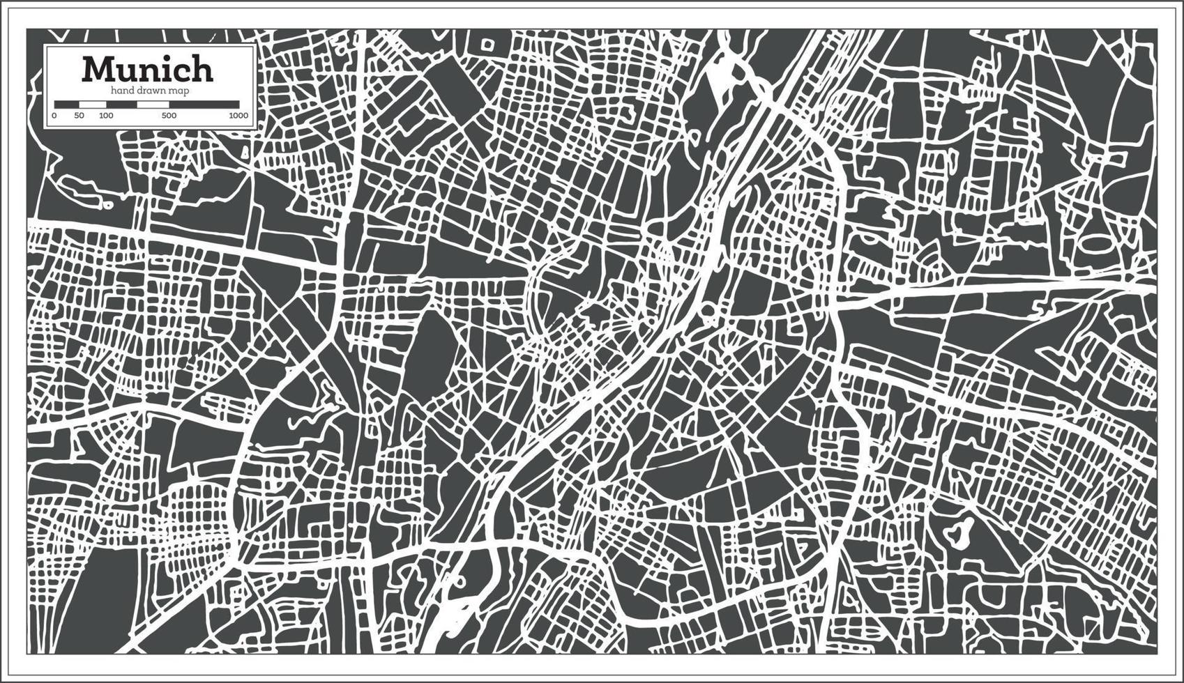 München Duitsland stad kaart in retro stijl. schets kaart. vector