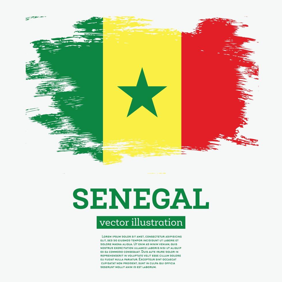 Senegal vlag met borstel slagen. vector