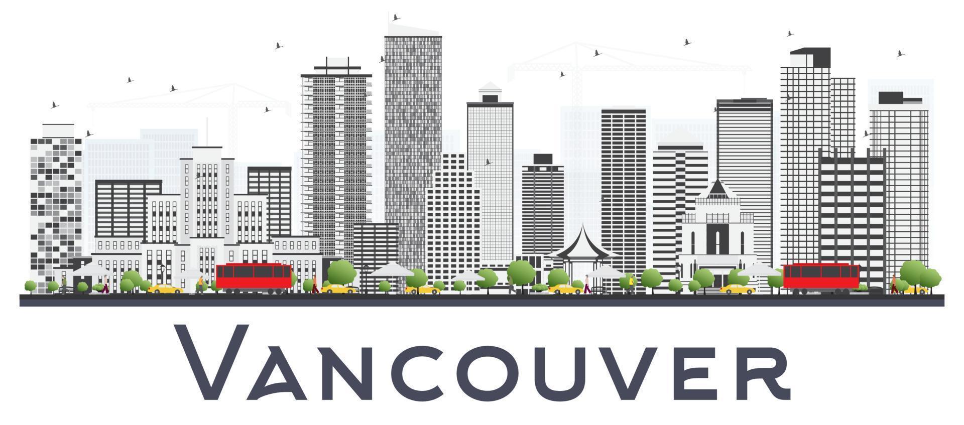 Vancouver Canada stad horizon met grijs gebouwen geïsoleerd Aan wit achtergrond. vector