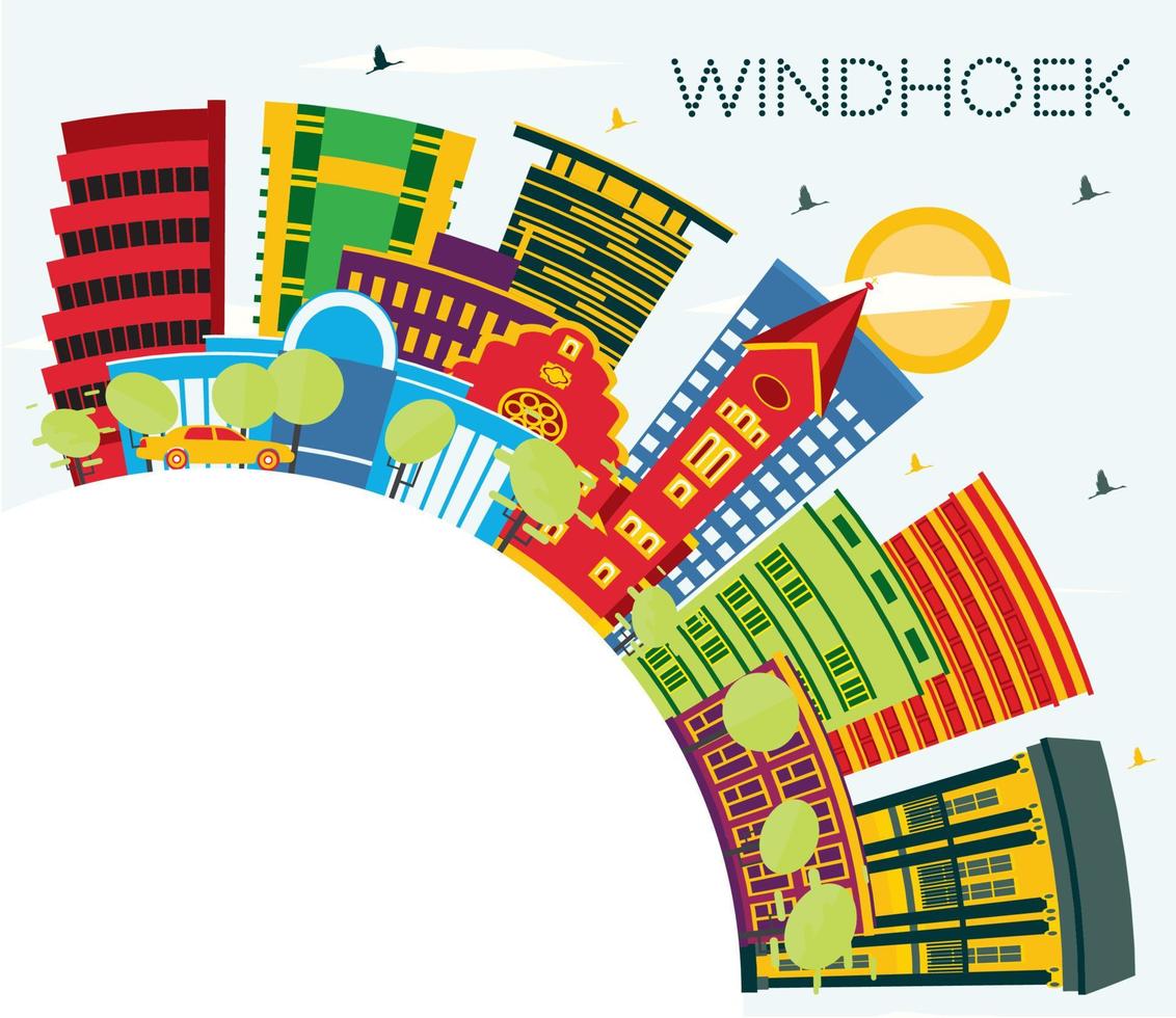 windhoek Namibië stad horizon met kleur gebouwen, blauw lucht en kopiëren ruimte. vector