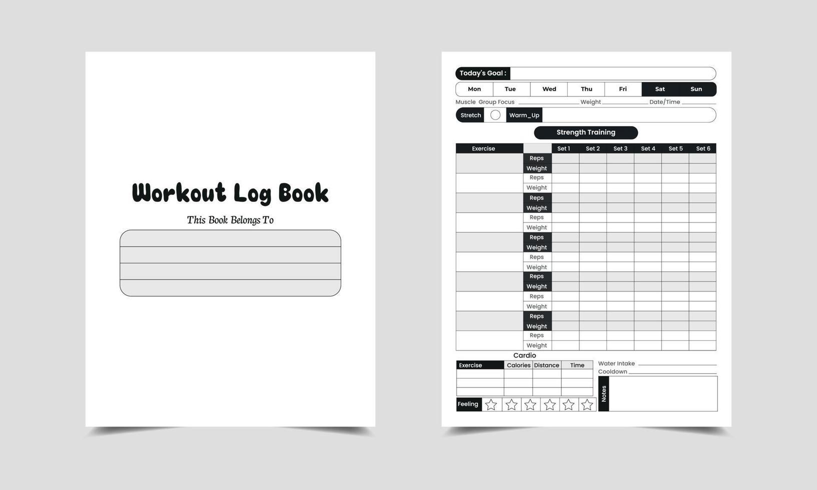 training log boek logboek kdp interieur, kdp interieur logboek sjabloon. dagelijks oefening tracker log boek kdp interieur. training logboek sjabloon ontwerp vector