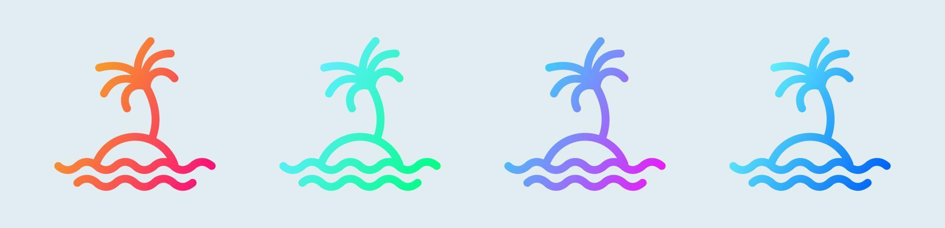 eiland lijn icoon in helling kleuren. tropisch tekens vector illustratie.