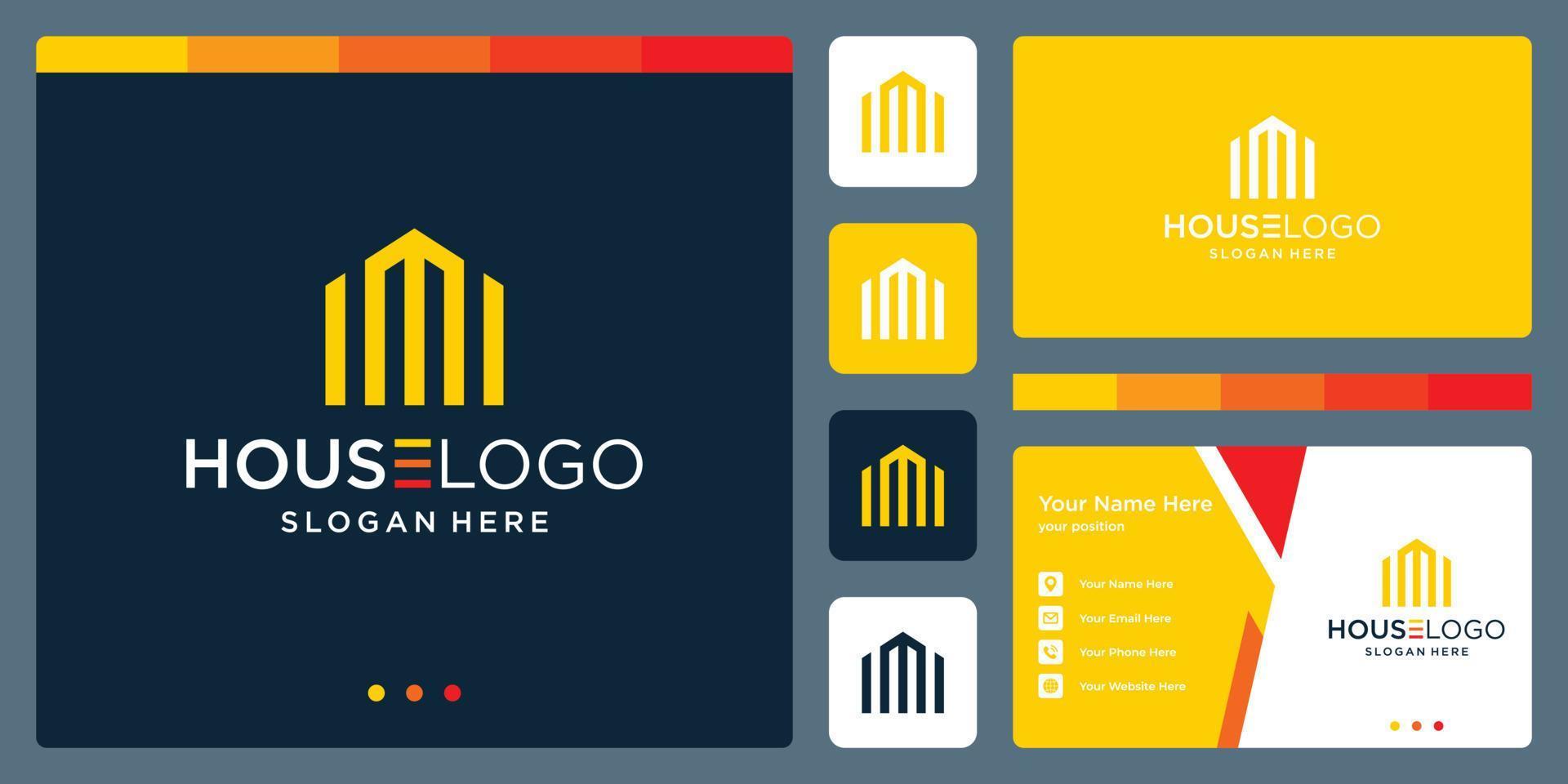 inspirerend gebouw logo met brief m. premie vector