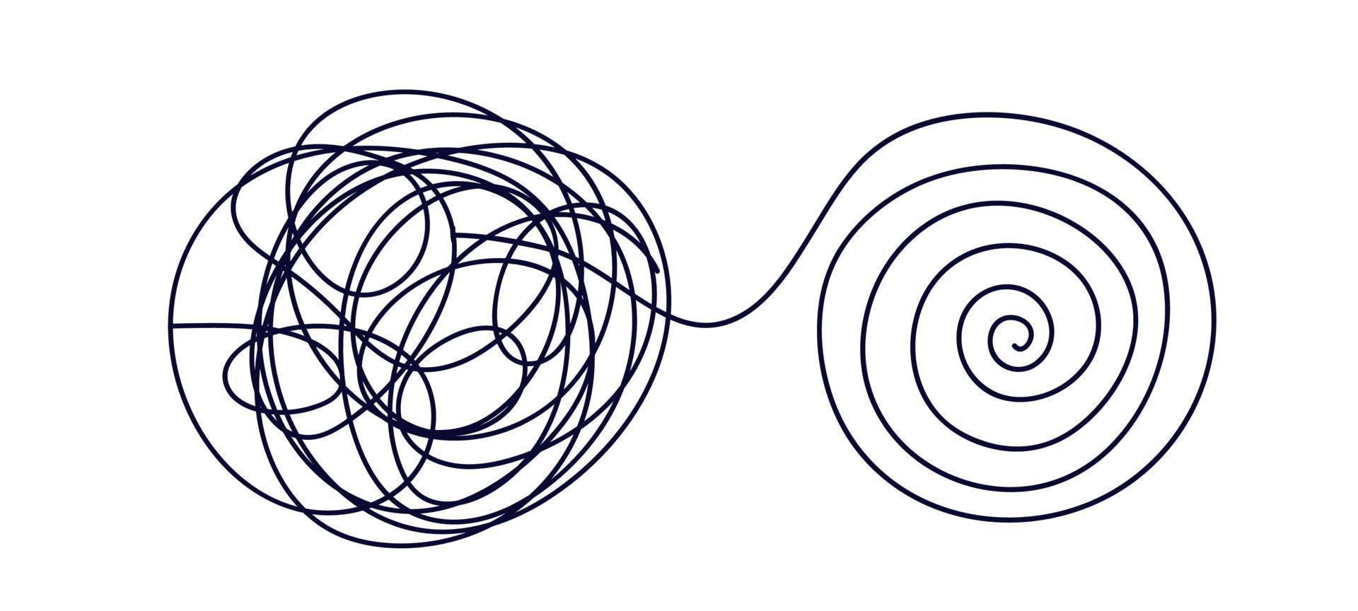 transformatie spanning in psychologie. mentaal Gezondheid concept. coachen, begeleiding of psychotherapie. chaos oplossen. vlak vector illustratie