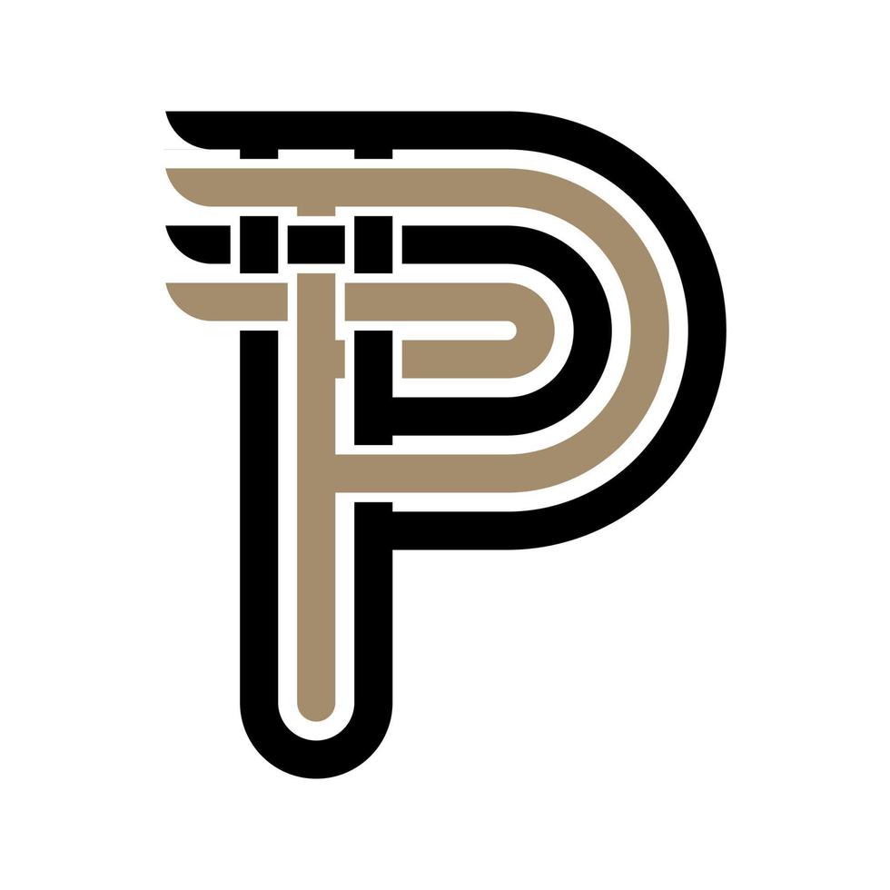 p brief monogram logo, pp zwart en wit mockup uitnodiging of bedrijf kaart embleem, decoratief teken vector