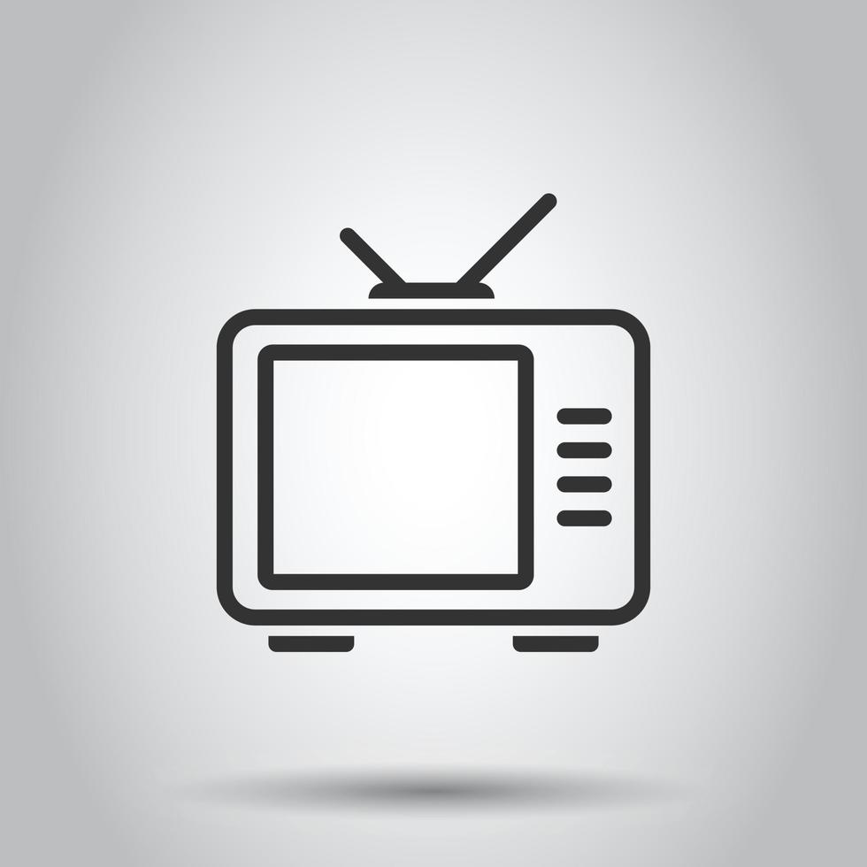 TV icoon in vlak stijl. televisie teken vector illustratie Aan wit geïsoleerd achtergrond. video kanaal bedrijf concept.