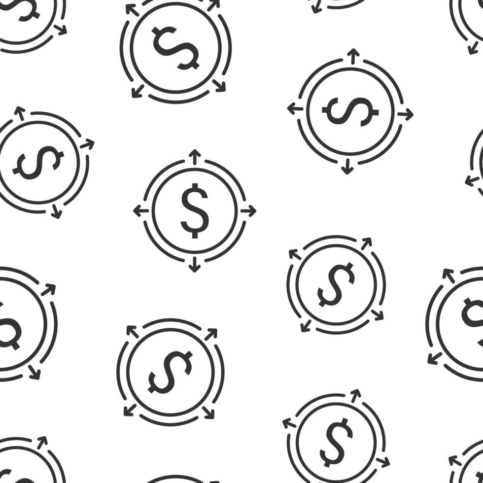 geld omzet icoon in vlak stijl. dollar munt vector illustratie Aan wit geïsoleerd achtergrond. financiën structuur naadloos patroon bedrijf concept.