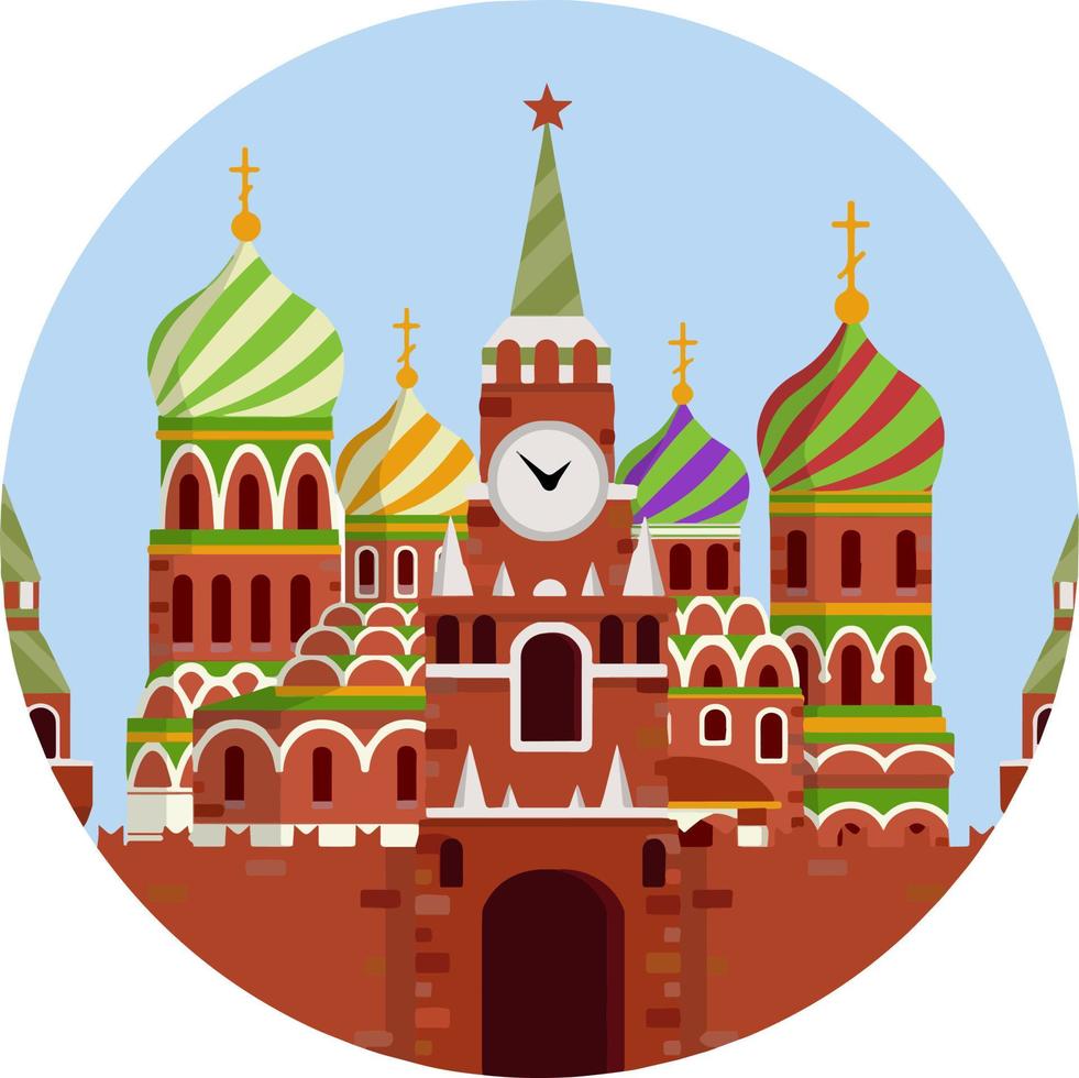 Moskou kremlin. toerist bestemming voor tour naar hoofdstad. vesting met toren en muur. toerist attractie. tekenfilm vlak illustratie. zomer seizoen. residentie van Russisch. president Aan rood plein vector