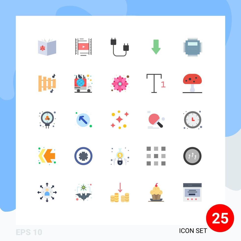 groep van 25 vlak kleuren tekens en symbolen voor downloaden pijlen onderwijs pijl apparaatje bewerkbare vector ontwerp elementen