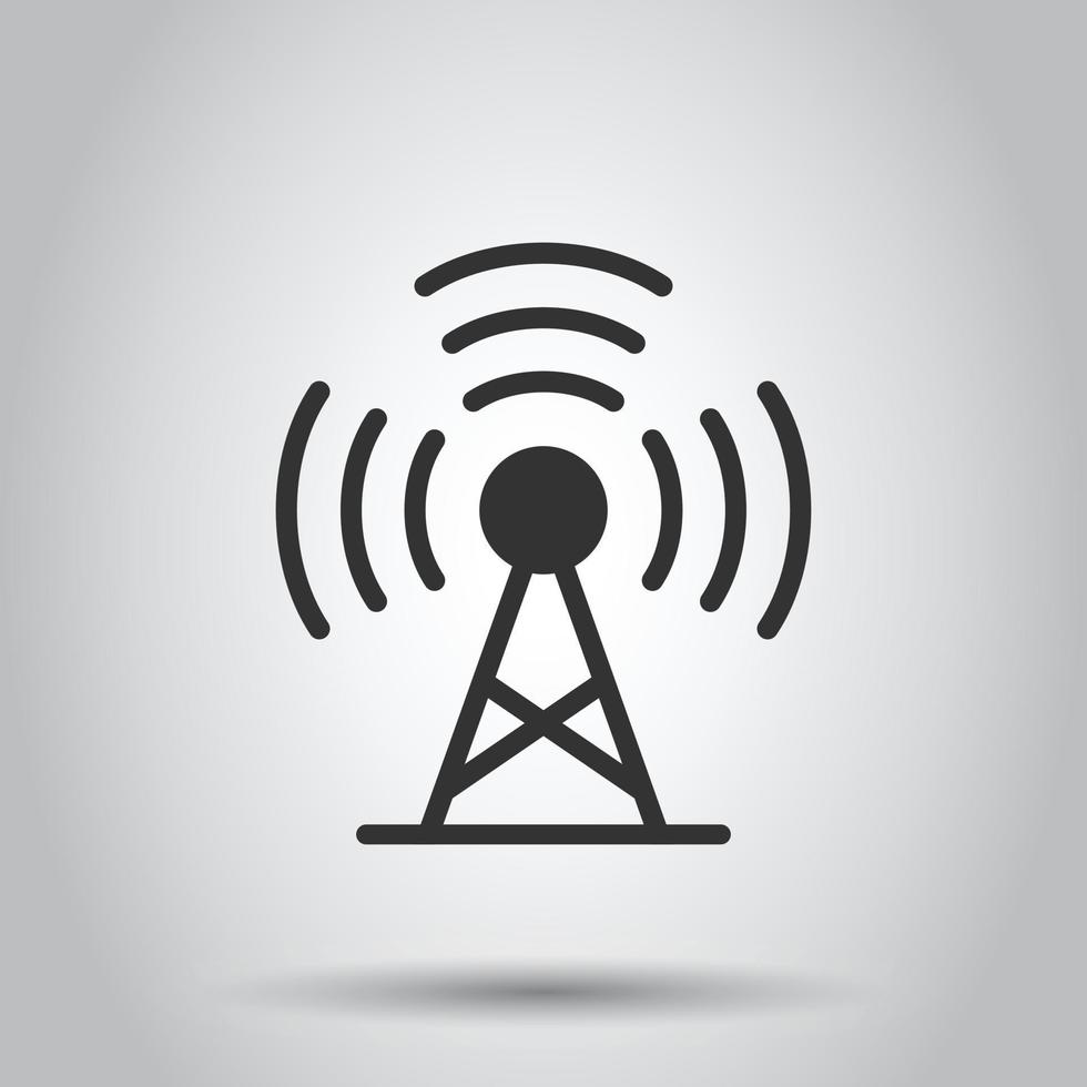 antenne toren icoon in vlak stijl. omroep vector illustratie Aan wit geïsoleerd achtergrond. Wifi bedrijf concept.