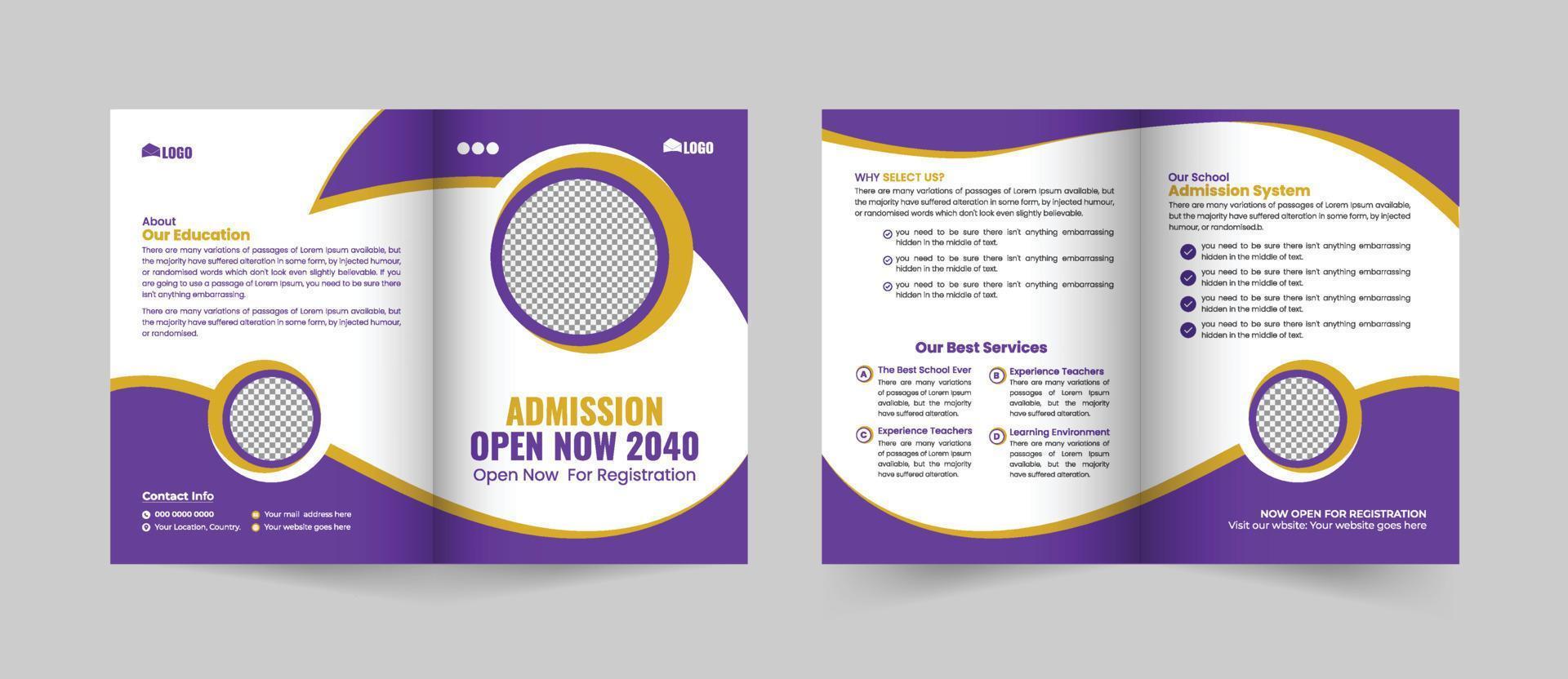 creatief en modern school- toelating tweevoudig brochure sjabloon, tweevoudig brochure school- onderwijs folder vector lay-out