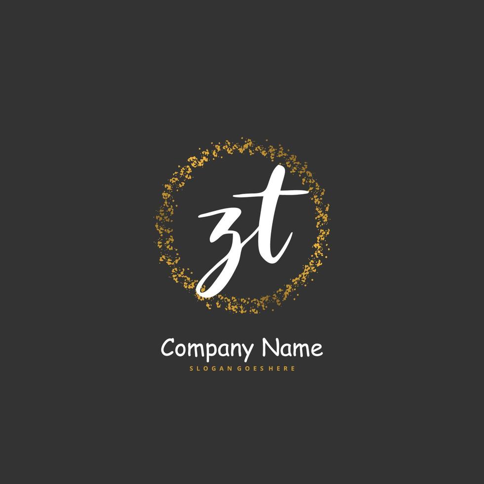 zt eerste handschrift en handtekening logo ontwerp met cirkel. mooi ontwerp handgeschreven logo voor mode, team, bruiloft, luxe logo. vector