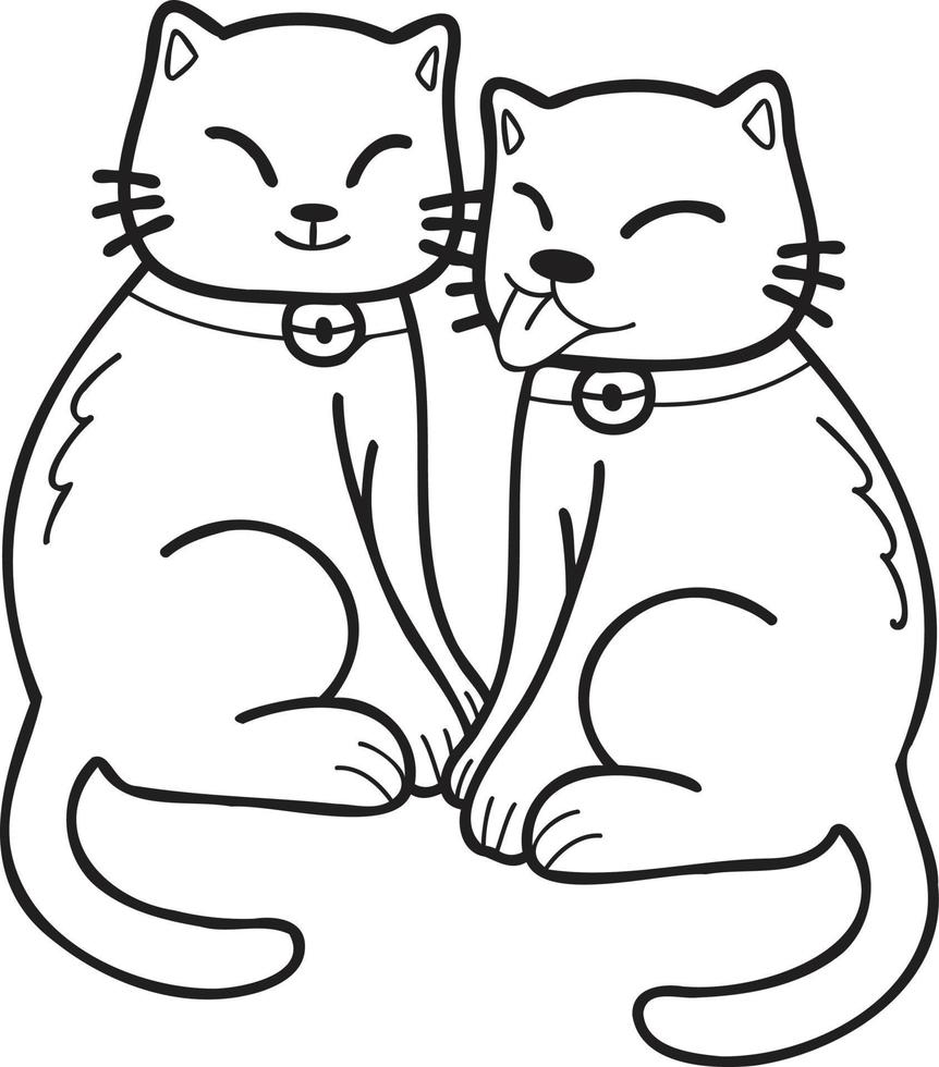 hand- getrokken schattig kat glimlach illustratie in tekening stijl vector