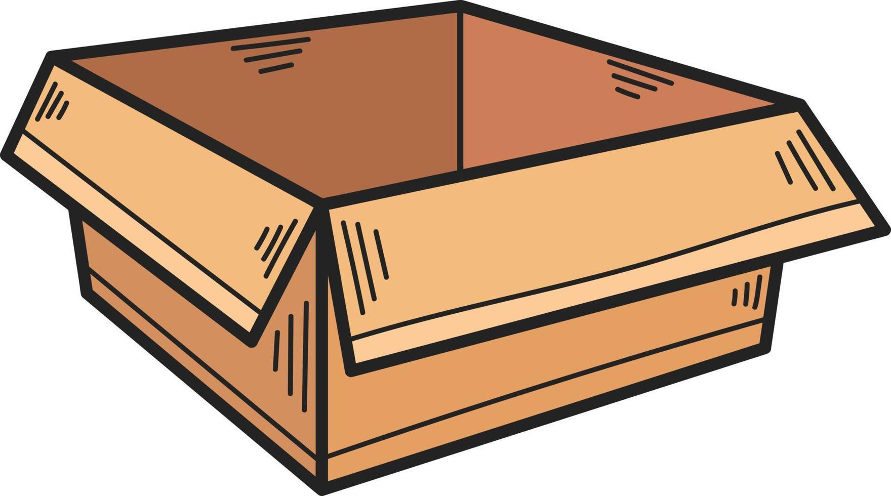 hand- getrokken Open doos illustratie in tekening stijl vector