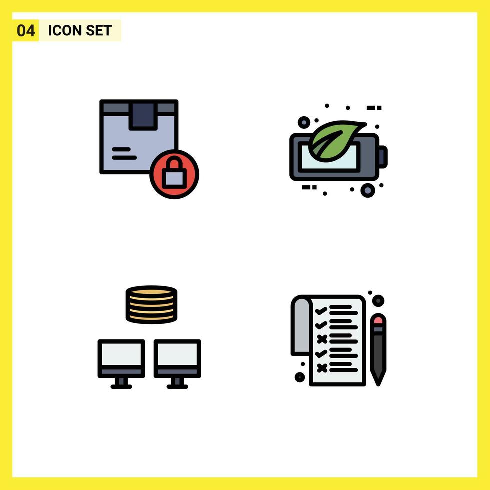 pictogram reeks van 4 gemakkelijk gevulde lijn vlak kleuren van doos backup Product ecologie synchroniseren bewerkbare vector ontwerp elementen