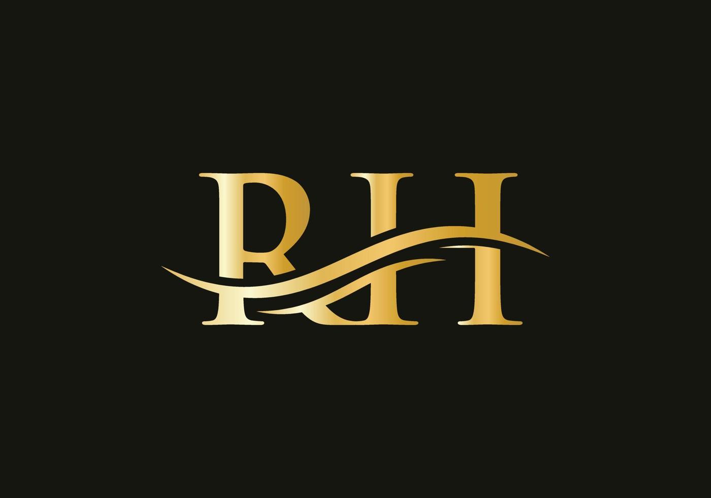 creatief rh brief met luxe concept. modern rh logo ontwerp voor bedrijf en bedrijf identiteit vector